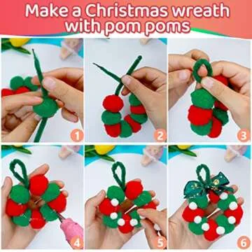 Iooleem Multi-Color Pom Poms, 1200pcs Assorted Size & Color, Pom Poms for Arts and Crafts, Pom Pom Balls with Wiggle Eyes in jar, Glitter Pom Poms, Craft Supplies.