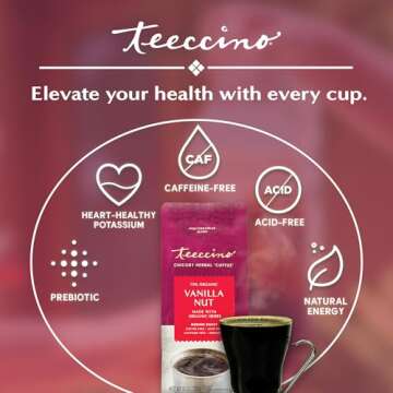Teeccino Vanilla Nut Herbal Coffee Alternative - Medium Roast