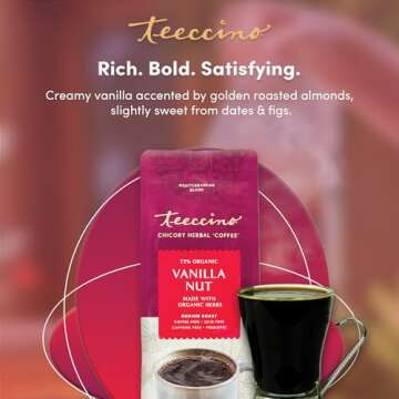 Teeccino Vanilla Nut Herbal Coffee Alternative - Medium Roast