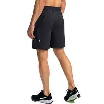 Men's Running Shorts with Zipper Pockets 7 Inch Lightweight Quick Dry Gym Athletic Workout Shorts for Men (Black, L)