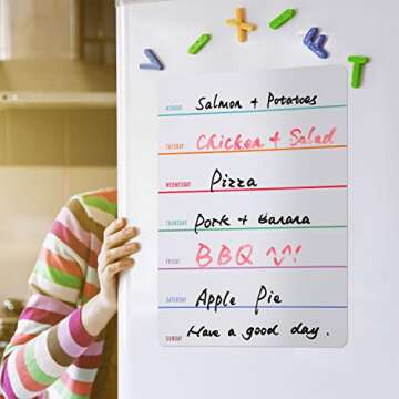 Outus 2 Pieces Magnetic Weekly Dry Erase Boards Erasable Weekly Calendars Whiteboard Planners with 2...