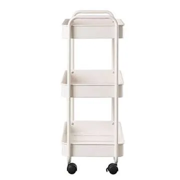 Stylish 3-Tier Rolling Utility Cart with Lockable Wheels