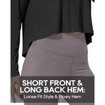 G4Free Black Long Sleeve Shirt Women Workout Tops UV Shirts for Women Outdoor Daily Casual Athletic Gym(Black,S)