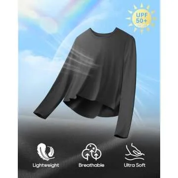 G4Free Black Long Sleeve Shirt Women Workout Tops UV Shirts for Women Outdoor Daily Casual Athletic Gym(Black,S)