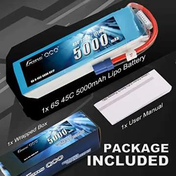 Gens ace 6S 5000mAh 45C 22.2V LiPo Battery Pack with EC5 Plug for Mikado LOGO500, Align T-REX 550 600E 700E GAUI X5 Outrage 550 Hirobo SDX Multirotors EDF Jets 600 700 Size Helicopters
