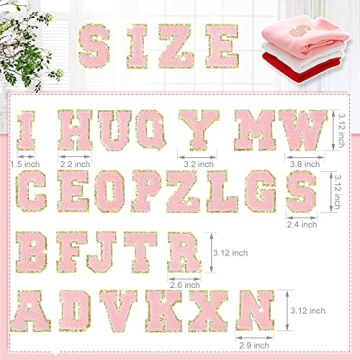 26 Chenille Letter Patches - Pink Glitter Iron-On
