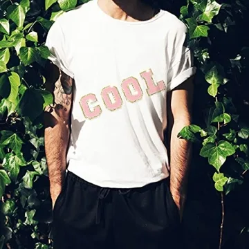 26 Chenille Letter Patches - Pink Glitter Iron-On