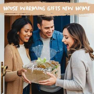 House Warming Gifts New Home, 18 Pcs Housewarming Gifts Basket New Home Gift Ideas, Faux Plants Scen...