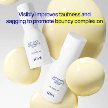 IOPE Retinol Super Bounce Serum - Daily Korean Skincare for Anti-Aging, Reduction in Fine Lines & Wrinkles, Beginner Friendly, Gentle Nourishment for Sensitive Skin, 1.69 Fl Oz.