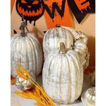 Vensovo 8.5 Inch Gold Pumpkins for Halloween & Thanksgiving