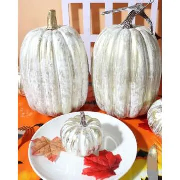 Vensovo 8.5 Inch Gold Pumpkins for Halloween & Thanksgiving