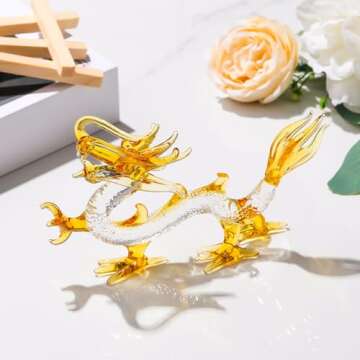 Movdyka Crystal Chinese Dragon Figurine Decor Collectibles Art Glass Animals Statue Feng Shui Decora...