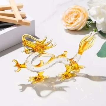 Movdyka Crystal Chinese Dragon Figurine Decor Collectibles Art Glass Animals Statue Feng Shui Decora...