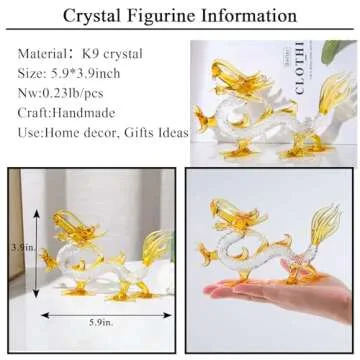 Movdyka Crystal Chinese Dragon Figurine Decor Collectibles Art Glass Animals Statue Feng Shui Decoration for Home Office