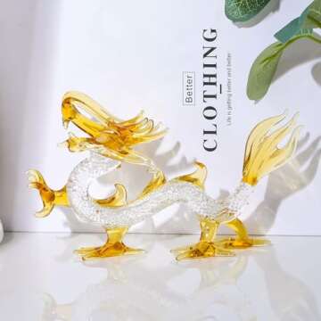 Movdyka Crystal Chinese Dragon Figurine Decor Collectibles Art Glass Animals Statue Feng Shui Decoration for Home Office