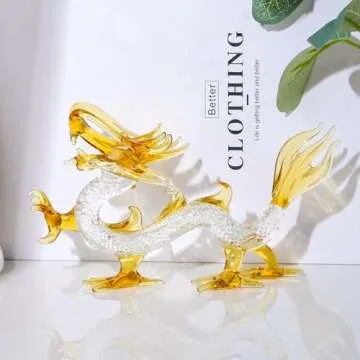 Movdyka Crystal Chinese Dragon Figurine Decor Collectibles Art Glass Animals Statue Feng Shui Decoration for Home Office