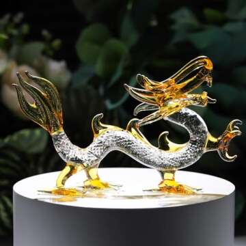 Movdyka Crystal Chinese Dragon Figurine Decor Collectibles Art Glass Animals Statue Feng Shui Decoration for Home Office