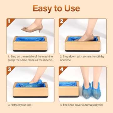 Shoe Cover Dispenser with 200 Pcs Disposable Shoe Covers Automatic Shoe Cover Dispenser Fits Size Up to 11 US Men and up for Home, Factory, Hospital （Gold)