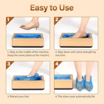 Shoe Cover Dispenser with 200 Pcs Disposable Shoe Covers Automatic Shoe Cover Dispenser Fits Size Up to 11 US Men and up for Home, Factory, Hospital （Gold)