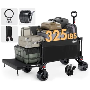 PORTAL 300L Large Capacity Foldable Wagon with Tailgate, 325LBS Collapsible Folding Utility Wagon wi...