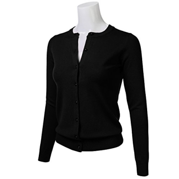 Chic Women's Round Neck Knit Cardigan with Gem Buttons