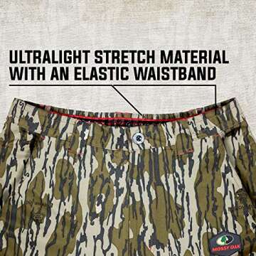 Mossy Oak Camo Lightweight Hunting Pants for Men Camouflage Clothing, Small, Bottomland
