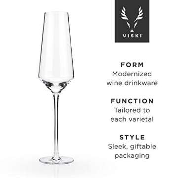 Viski Crystal Champagne Flutes Set of 2 – Modern Design