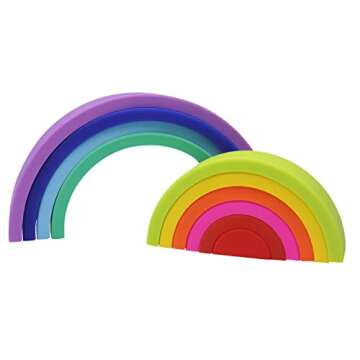 WeFidget 10 Layers Colorful Silicone Rainbow Stacker, Nesting Rainbow, Early Development, Rainbow Sensory Toy, Rainbow Stacking Toy