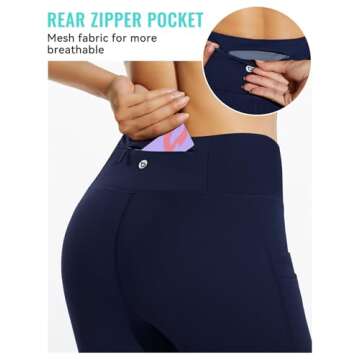 BALEAF Thermal Leggings for Women Waterproof Fleece Lined Hiking Pants Winter Warm Tights Skiing Running Yoga Gear Navy M