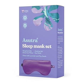 ASUTRA Silk Eye Pillow for Sleep, Purple - Filled w/Lavender Buds & Flax Seeds, Weighted Eye Mask, M...