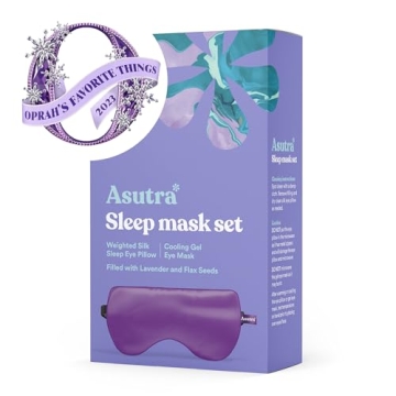 ASUTRA Silk Eye Pillow for Sleep, Purple - Filled w/Lavender Buds & Flax Seeds, Weighted Eye Mask, Meditation & Light Blocking Blindfold, Cooling Gel Mask Included