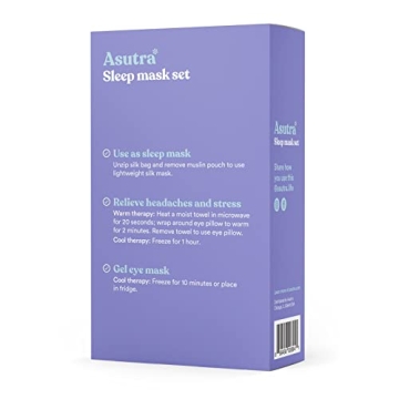 ASUTRA Silk Eye Pillow for Sleep, Purple - Filled w/Lavender Buds & Flax Seeds, Weighted Eye Mask, Meditation & Light Blocking Blindfold, Cooling Gel Mask Included