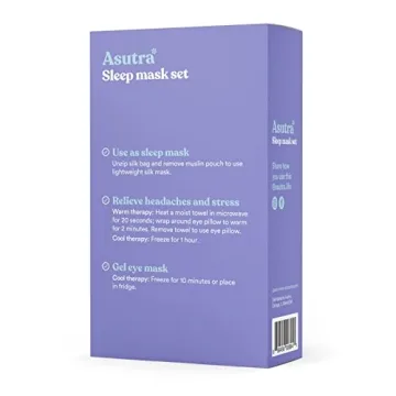 ASUTRA Silk Eye Pillow for Sleep, Purple - Filled w/Lavender Buds & Flax Seeds, Weighted Eye Mask, Meditation & Light Blocking Blindfold, Cooling Gel Mask Included