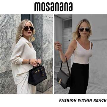 mosanana Square Aviator Sunglasses for Women Men Polarized Trendy Cool Cute Funky Fashion Oversized ...
