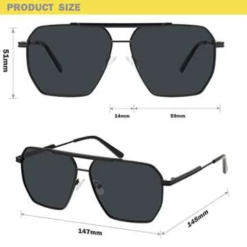 mosanana Square Aviator Sunglasses for Women Men Polarized Trendy Cool Cute Funky Fashion Oversized Large Big Retro Vintage Black Stylish Wide 70S Ladies Aesthetic Pilot UV Frame Baddie Chris