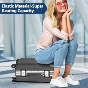 Umusjoy Carry On Luggage, 22x14x9 Inch Airline Approved Aluminum Hard Shell Suitcase with Spinner Wh...