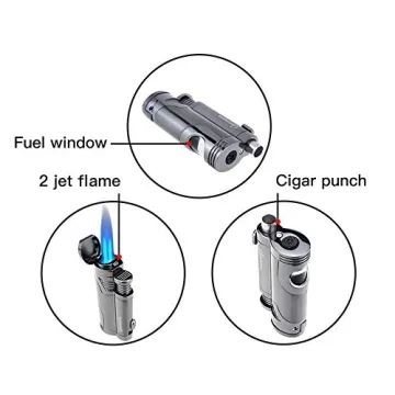 GUEVARA Butane Torch Lighter with Punch Windproof