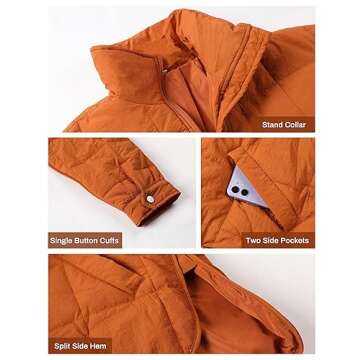 Stylish Huaqiao Women's Lightweight Puffer Jacket