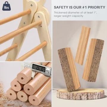 BlueWood Pikler Triangle Set, 7-in-1 Foldable Wooden Toddler Climbing Toys Indoor Playground Jungle Gym Montessori Climber for 2-6 Years Old, Baby, Kids (Natural)