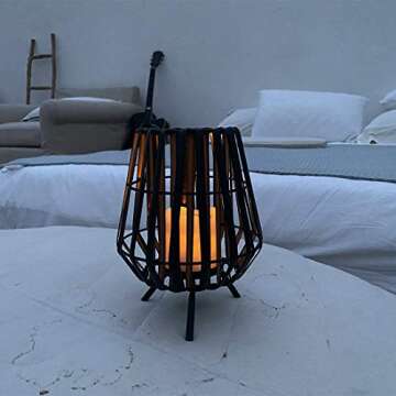 pearlstar Solar Candle Lantern Outdoor - Solar Lamp Decorative Waterproof LED Flickering Flameless Lights for Indoor Desk Patio Garden Pathway Yard