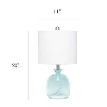 Elegant Designs LT3335-CBL Textured Glass Table Lamp, Clear Blue (Pack of 1)