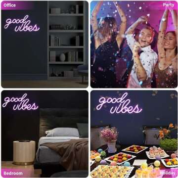 DECANIT Good Vibes Neon Sign for Wall Decor Powered by USB Neon Light for Bedroom Decor, Pink Color,16.1"x 8.3"x 0.6"