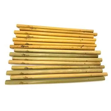 Reusable Bamboo Drinking Straws - Natural Organic Ecofriendly Straws - Set of 15 Straws - Strong and Durable - Including Travel/Storage Pouch - Tiny Panda