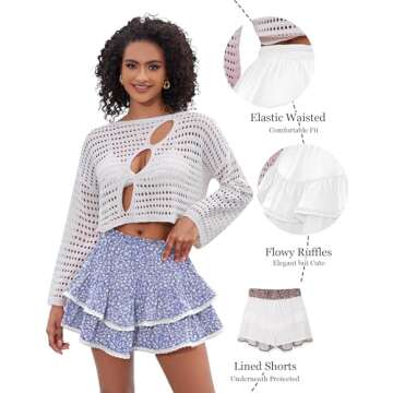 LOMON Women’s Flowing Tiered Mini Skort for Active Lifestyle