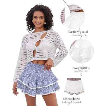 LOMON Women’s Flowing Tiered Mini Skort for Active Lifestyle