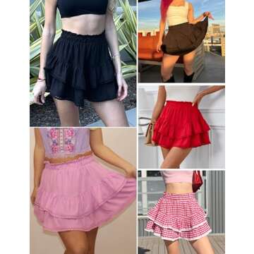 LOMON Women’s Flowing Tiered Mini Skort for Active Lifestyle