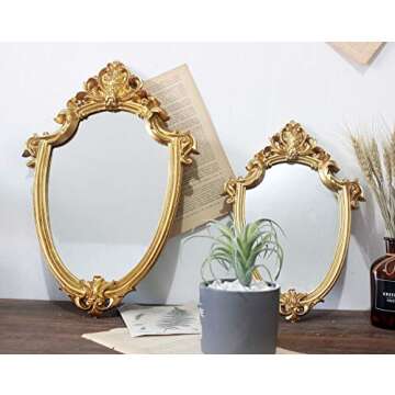 BetyHom Vintage Gold Resin Frame Decorative Wall Mirror (11.2X16.5)