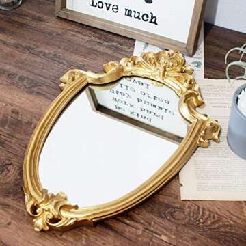 BetyHom Vintage Gold Resin Frame Decorative Wall Mirror (11.2X16.5)