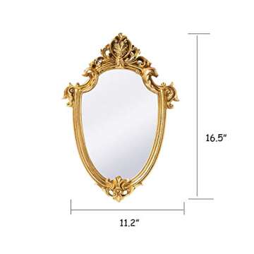 BetyHom Vintage Gold Resin Frame Decorative Wall Mirror (11.2X16.5)
