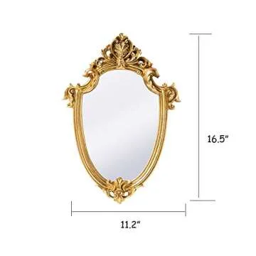 BetyHom Vintage Gold Resin Frame Decorative Wall Mirror (11.2X16.5)
